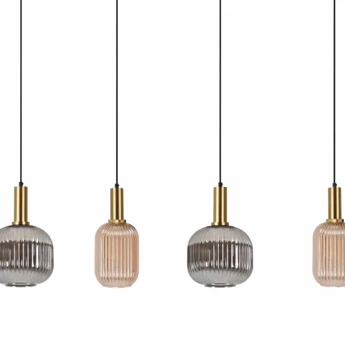 LÁMPARA DE TECHO 4 LUCES TULIPAS COMBINADAS ÁMBAR/FUMÉ E27 SHELBY LÁMPARA DE TECHO 4 LUCES TULIPAS COMBINADAS ÁMBAR/FUMÉ E27 SHELBY