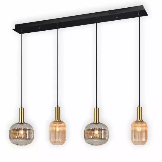 LÁMPARA DE TECHO 4 LUCES TULIPAS COMBINADAS ÁMBAR/FUMÉ E27 SHELBY 2