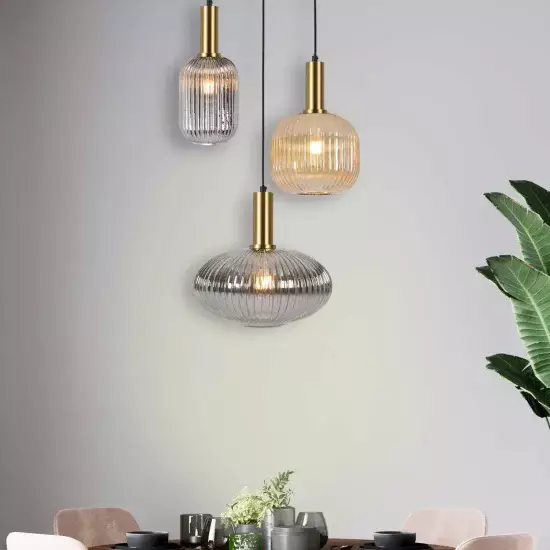 LÁMPARA DE TECHO 3 LUCES TULIPAS COMBINADAS ÁMBAR/FUMÉ Ø40 E27 SHELBY