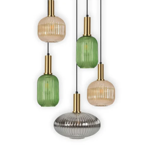 LÁMPARA DE TECHO 5 LUCES TULIPAS COMBINADAS Ø70 E27 SHELBY