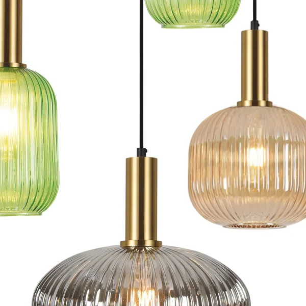 LÁMPARA DE TECHO 5 LUCES TULIPAS COMBINADAS Ø70 E27 SHELBY