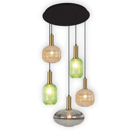 LÁMPARA DE TECHO 5 LUCES TULIPAS COMBINADAS Ø70 E27 SHELBY 2