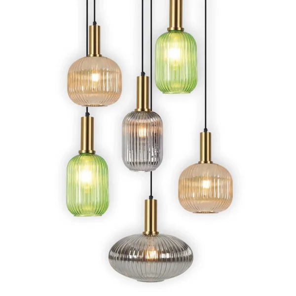 LÁMPARA DE TECHO 6 LUCES TULIPAS COMBINADAS Ø70 E27 SHELBY