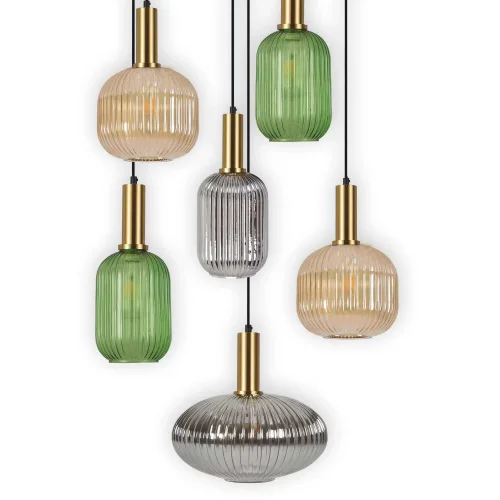 LÁMPARA DE TECHO 6 LUCES TULIPAS COMBINADAS Ø70 E27 SHELBY