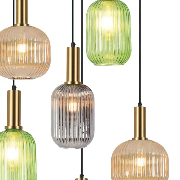 LÁMPARA DE TECHO 6 LUCES TULIPAS COMBINADAS Ø70 E27 SHELBY