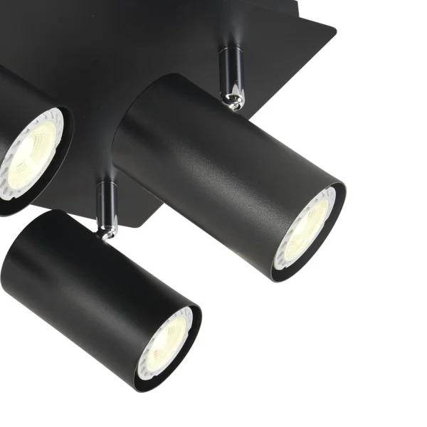 PLAFÓN 4 LUCES NEGRO GU10 ADARA