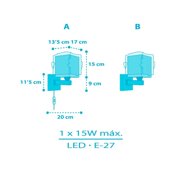 APLIQUE DE PARED INFANTIL LITTLE SHARK E27 APLIQUE DE PARED INFANTIL LITTLE SHARK E27