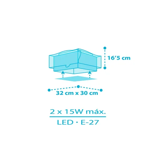 PLAFÓN INFANTIL 2 LUCES LITTLE SHARK E27