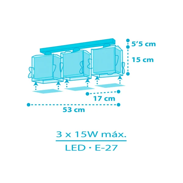 PLAFÓN INFANTIL 3 LUCES LITTLE SHARK E27 PLAFÓN INFANTIL 3 LUCES LITTLE SHARK E27
