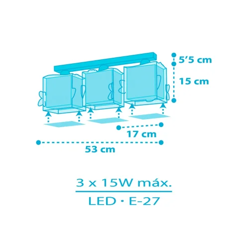 PLAFÓN INFANTIL 3 LUCES LITTLE SHARK E27 PLAFÓN INFANTIL 3 LUCES LITTLE SHARK E27