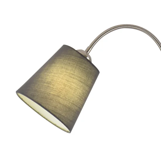 LÁMPARA DE PIE NÍQUEL SATINADO PANTALLA GRIS PAYTON 2