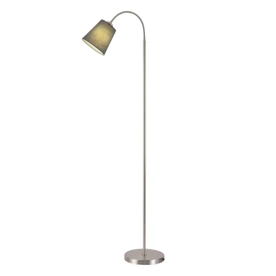 LÁMPARA DE PIE NÍQUEL SATINADO PANTALLA GRIS PAYTON