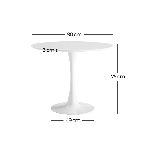 TAVOLO SAN ANTONI Ø120 CM GAMBA BIANCA PIANO NERO