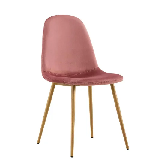 SILLA STENMARK TERCIOPELO ROSA PATAS COLOR HAYA