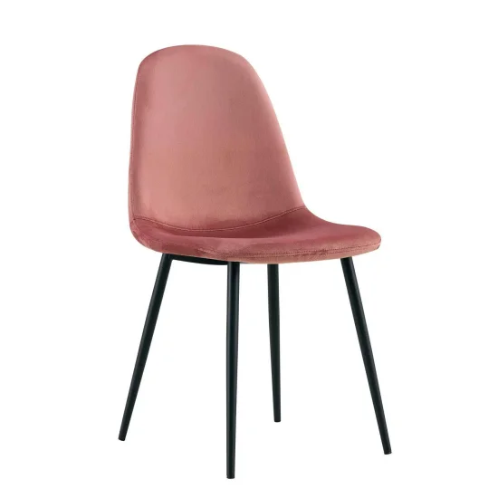 SILLA STENMARK TERCIOPELO ROSA PATAS COLOR NEGRO