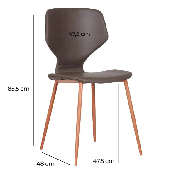 SILLA UPPLAND PU MARRÓN PATAS COLOR HAYA