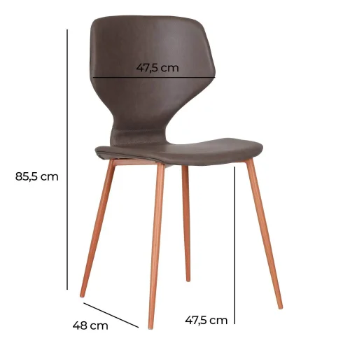 SILLA UPPLAND PU MARRÓN PATAS COLOR HAYA
