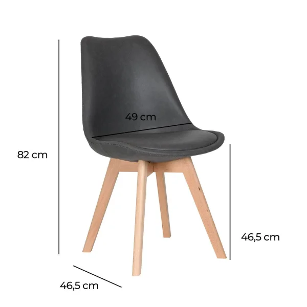 SILLA TOWER KARLSKRONA PU GRIS MARENGO PATAS COLOR HAYA