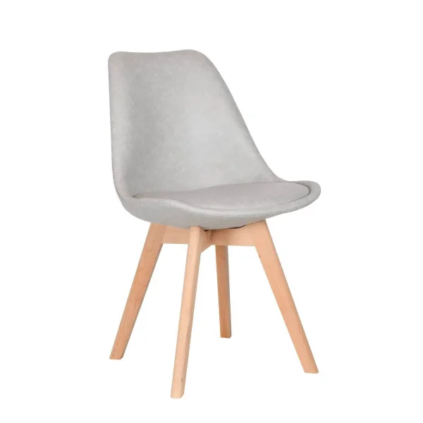 SILLA TOWER KARLSKRONA PU GRIS CLARO PATAS COLOR HAYA