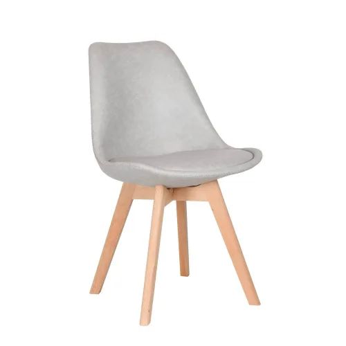SILLA TOWER KARLSKRONA PU GRIS CLARO PATAS COLOR HAYA