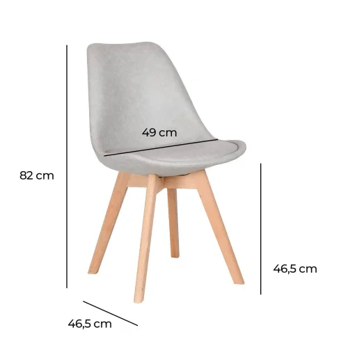 SILLA TOWER KARLSKRONA PU GRIS CLARO PATAS COLOR HAYA