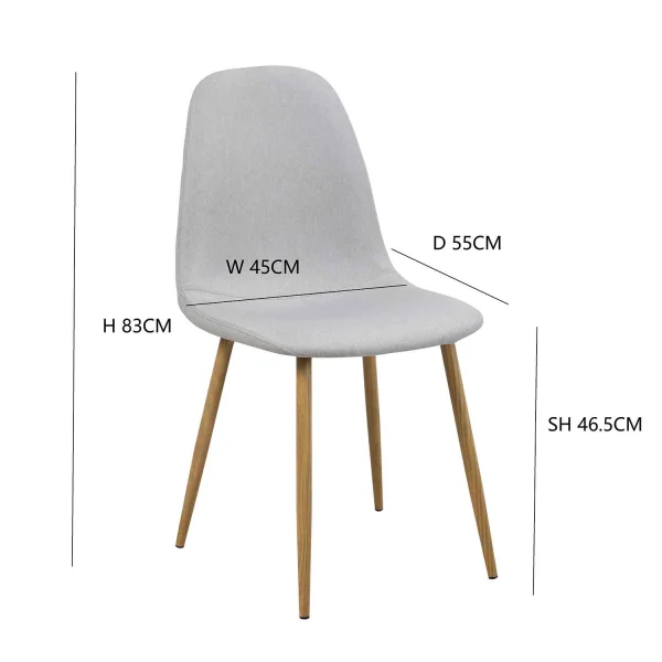 SILLA DE COMEDOR TAPIZADA GRIS CLARO SILLA DE COMEDOR TAPIZADA GRIS CLARO