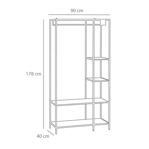 ESTANTERÍA PERCHERO ROBLE/NEGRO SELENE