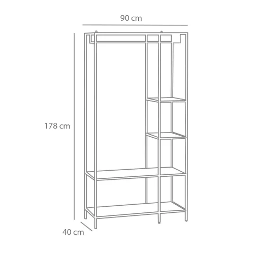 ESTANTERÍA PERCHERO ROBLE/NEGRO SELENE