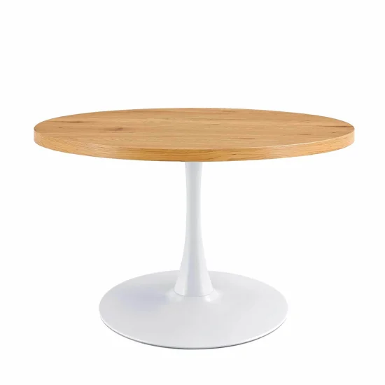 MESA DE COMEDOR Ø 110 CM BLANCA/NATURAL EUDORA 2