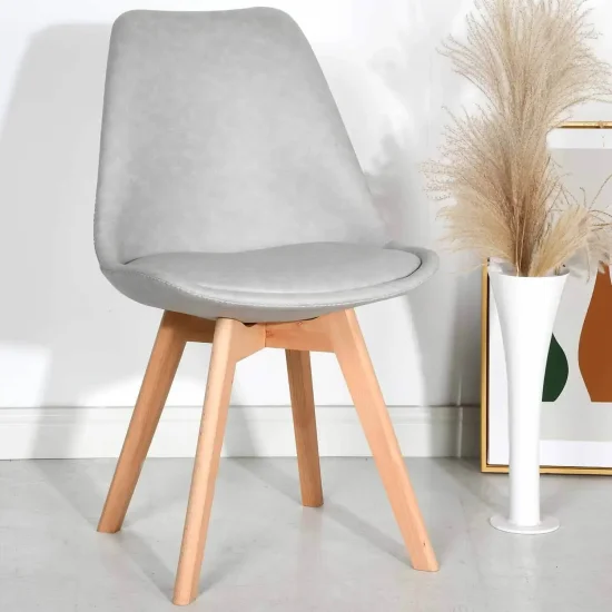 SILLA TOWER KARLSKRONA PU GRIS CLARO PATAS COLOR HAYA