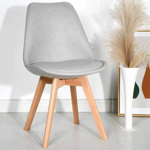 SILLA TOWER KARLSKRONA PU GRIS CLARO PATAS COLOR HAYA