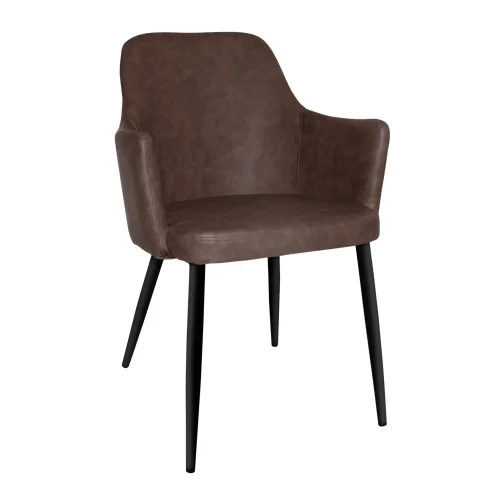 SILLÓN MANDARINA PU MARRÓN PATAS COLOR NEGRO