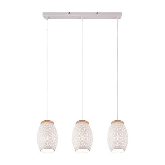 LÁMPARA DE TECHO COLGANTE 3 LUCES METAL BLANCO E27 BIRKITA