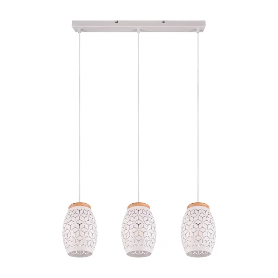 LÁMPARA DE TECHO COLGANTE 3 LUCES METAL BLANCO E27 BIRKITA 2