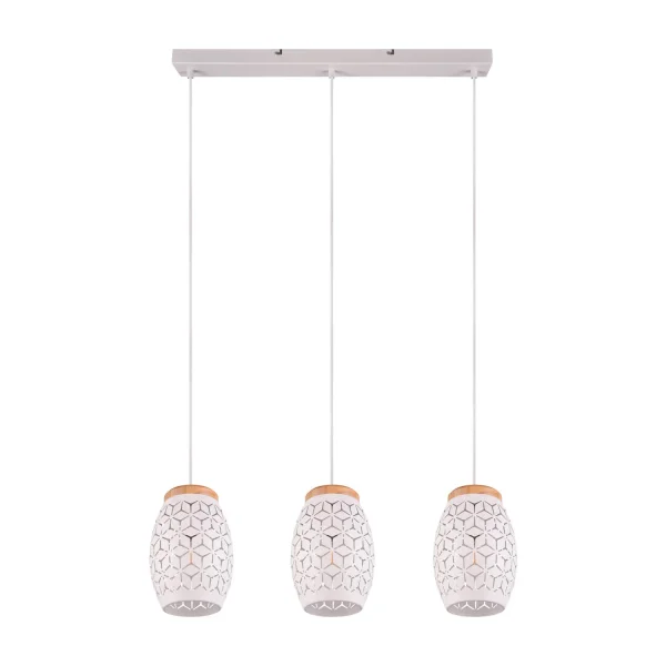 LÁMPARA DE TECHO COLGANTE 3 LUCES METAL BLANCO E27 BIRKITA