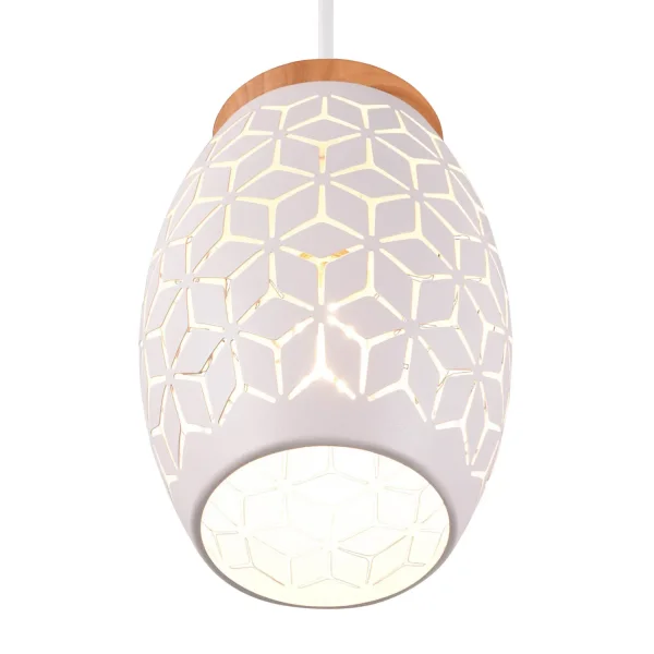 LÁMPARA DE TECHO COLGANTE 3 LUCES METAL BLANCO E27 BIRKITA