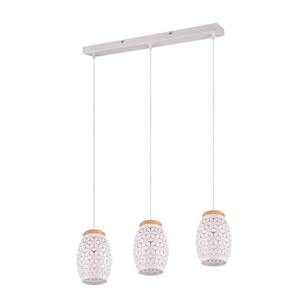 LÁMPARA DE TECHO COLGANTE 3 LUCES METAL BLANCO E27 BIRKITA