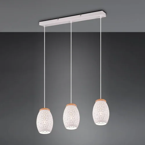 LÁMPARA DE TECHO COLGANTE 3 LUCES METAL BLANCO E27 BIRKITA