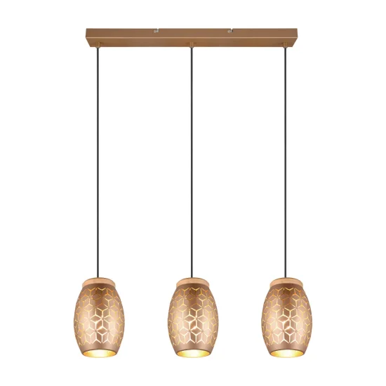LÁMPARA DE TECHO COLGANTE 3 LUCES METAL COFFEE E27 BIRKITA