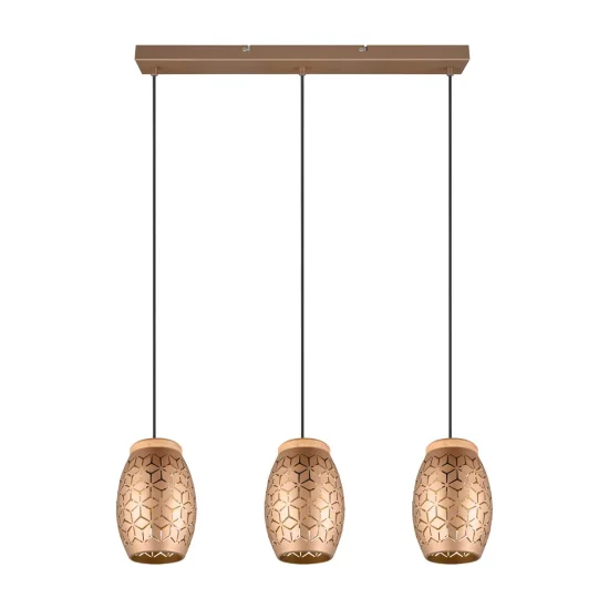 LÁMPARA DE TECHO COLGANTE 3 LUCES METAL COFFEE E27 BIRKITA 2