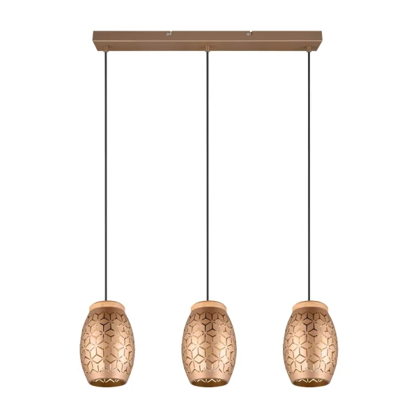 LÁMPARA DE TECHO COLGANTE 3 LUCES METAL COFFEE E27 BIRKITA