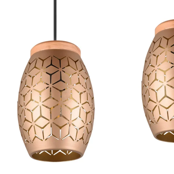 LÁMPARA DE TECHO COLGANTE 3 LUCES METAL COFFEE E27 BIRKITA