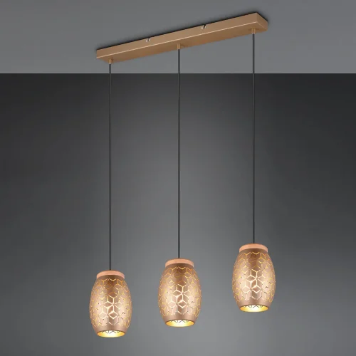 LÁMPARA DE TECHO COLGANTE 3 LUCES METAL COFFEE E27 BIRKITA