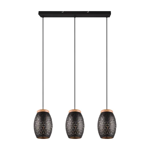 LÁMPARA DE TECHO COLGANTE 3 LUCES METAL NEGRO E27 BIRKITA