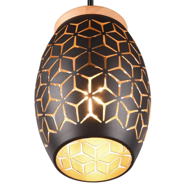 LÁMPARA DE TECHO COLGANTE 3 LUCES METAL NEGRO E27 BIRKITA