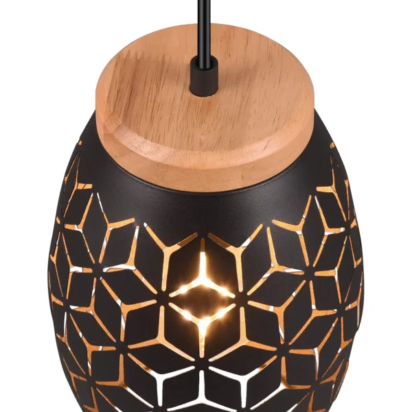 LÁMPARA DE TECHO COLGANTE 3 LUCES METAL NEGRO E27 BIRKITA