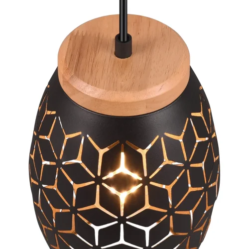 LÁMPARA DE TECHO COLGANTE 3 LUCES METAL NEGRO E27 BIRKITA