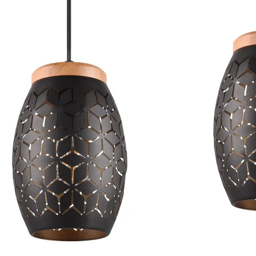 LÁMPARA DE TECHO COLGANTE 3 LUCES METAL NEGRO E27 BIRKITA