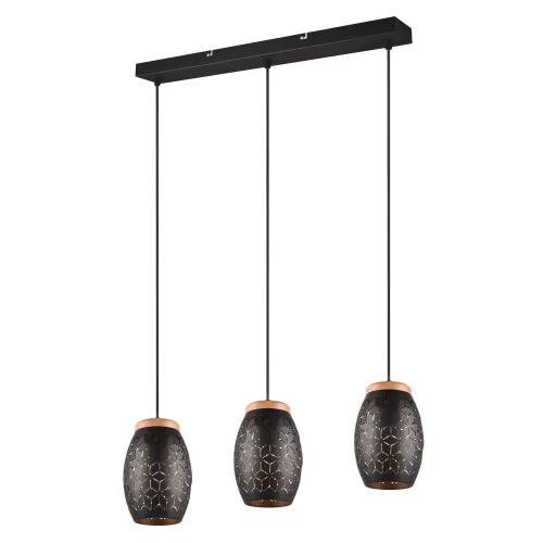 LÁMPARA DE TECHO COLGANTE 3 LUCES METAL NEGRO E27 BIRKITA