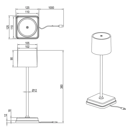LÁMPARA DE MESA EXTERIOR LED 1,5 W REGULABLE IP54 BLANCA FRISCO
